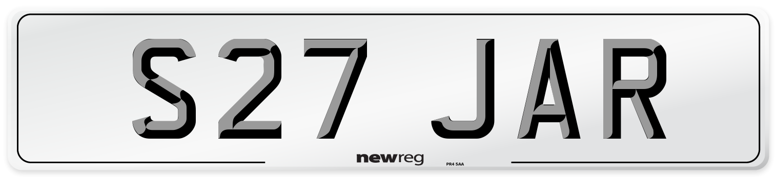 S27 JAR Number Plate from New Reg